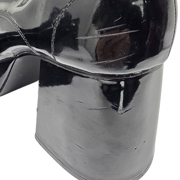 Black Funtasma Patent Platform Block Heel Lace-Up Shoes, Size Large - Picture 8 of 9